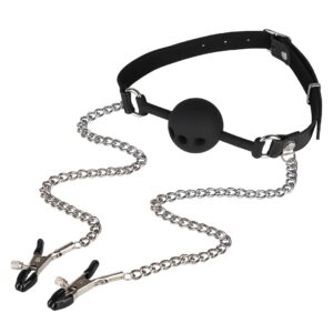 Ball Gag met tepelklemmen